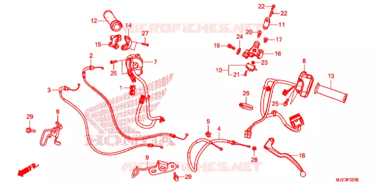 LEVIER DE GUIDON - CABLE - COMMODO Honda MOTO 650 CBR 2014  CBR650FE