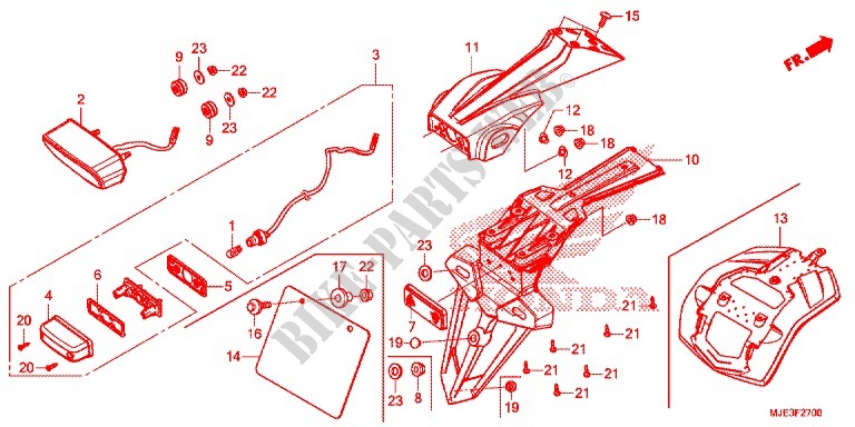FEU ARRIERE pour Honda CBR 650 F TRICOLOR 2014