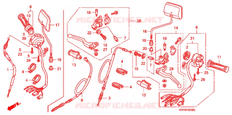 LEVIER DE GUIDON - CABLE - COMMODO Honda MOTO 125 CG 2007  CGL1252WH3