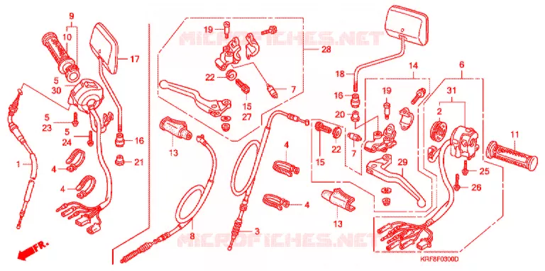 LEVIER DE GUIDON - CABLE - COMMODO Honda MOTO 125 CG 2007  CGL1252WH7