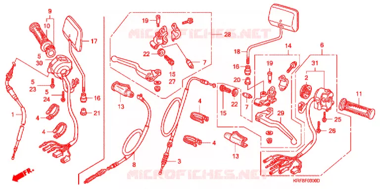 LEVIER DE GUIDON - CABLE - COMMODO Honda MOTO 125 CG 2004  CGL1253
