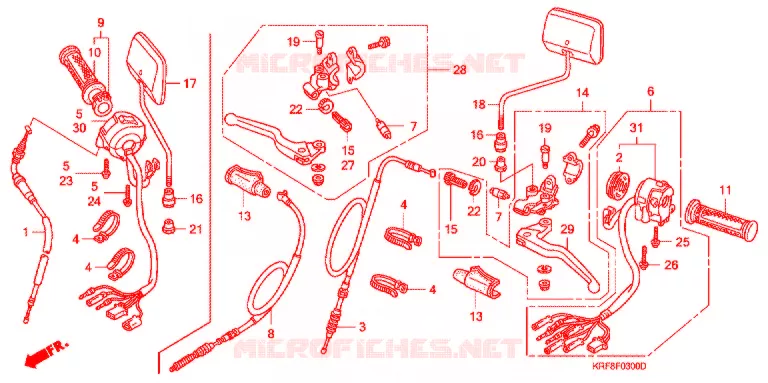 LEVIER DE GUIDON - CABLE - COMMODO Honda MOTO 125 CG 2003  CGL1253WH3
