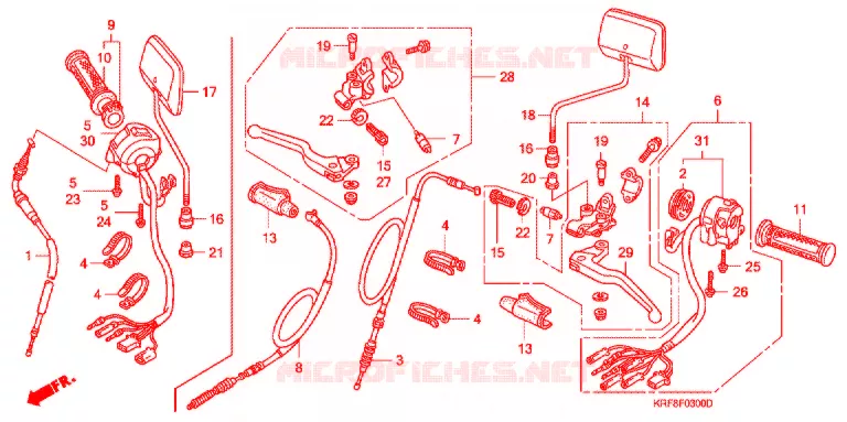 LEVIER DE GUIDON - CABLE - COMMODO Honda MOTO 125 CG 2003  CGL1254WH3