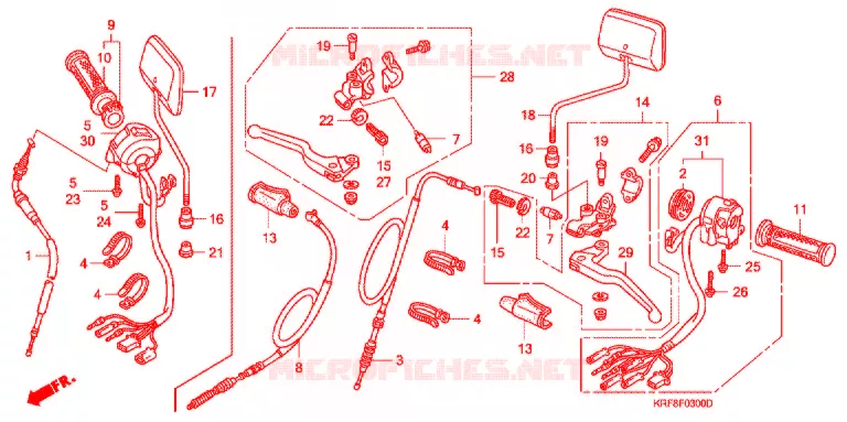 LEVIER DE GUIDON - CABLE - COMMODO Honda MOTO 125 CG 2008  CGL1256