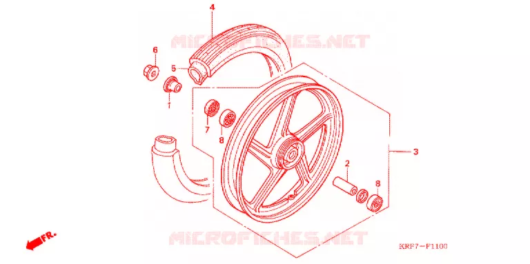ROUE AVANT (MOULURE/FREIN A TAMBOUR) Honda MOTO 125 CG 2007  CGL1256