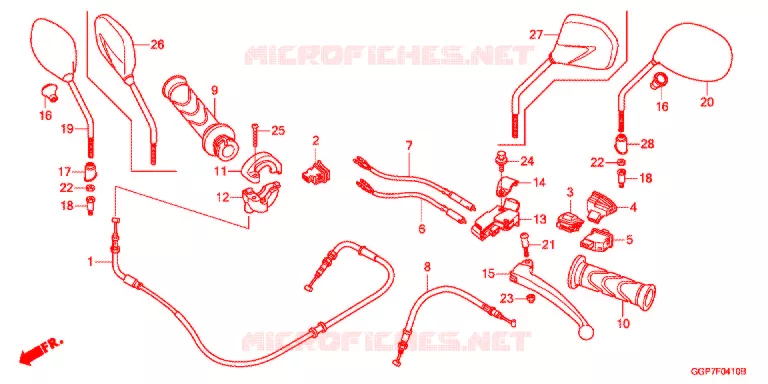LEVIER DE GUIDON - CABLE - COMMODO Honda SCOOTER 50 VISION 2014  NSC50T2E