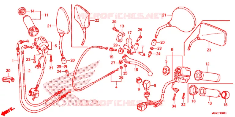 LEVIER DE GUIDON - CABLE - COMMODO Honda MOTO 750 SHADOW 2014  VT750CSE