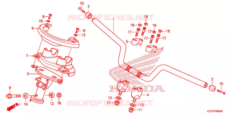 GUIDON - CARENAGE Honda SCOOTER 150 PCX 2012  WW150C