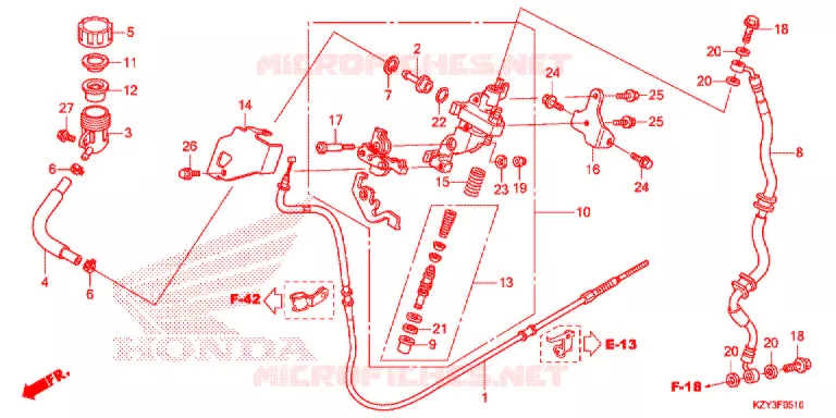 MAITRE-CYLINDRE DE FREIN Honda SCOOTER 150 PCX 2012  WW150C