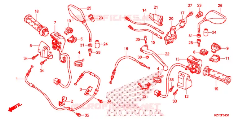 LEVIER DE GUIDON - CABLE - COMMODO Honda SCOOTER 150 PCX 2012  WW150C