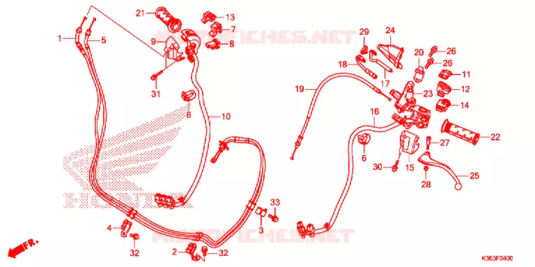 LEVIER DE GUIDON - CABLE - COMMODO Honda SCOOTER 150 PCX 2015  WW150F