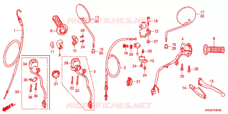LEVIER DE GUIDON - CABLE - COMMODO Honda MOTO 125 XR 2011  XR125LEKB