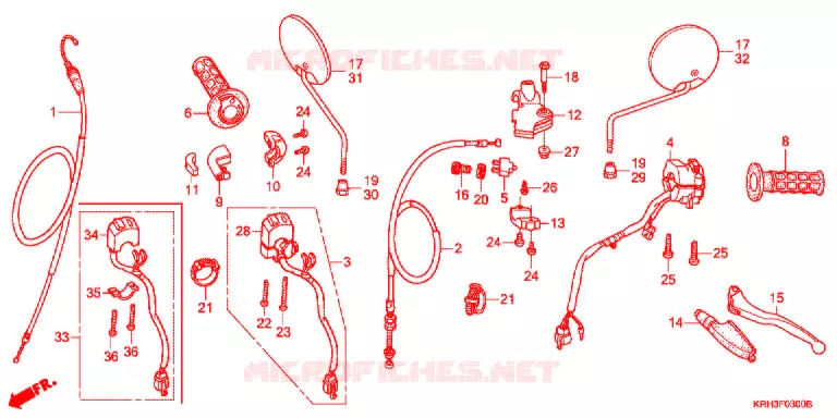 LEVIER DE GUIDON - CABLE - COMMODO Honda MOTO 125 XR 2013  XR125LEKB