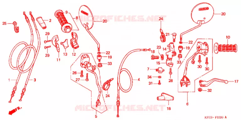 LEVIER DE GUIDON - CABLE - COMMODO Honda MOTO 250 XR 2001  XR250HS1