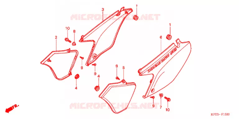 COUVERCLES LATERAUX Honda MOTO 250 XR 2004  XR250HS3