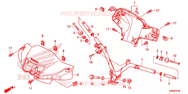 GUIDON - CARENAGE Honda MOTO 110 WAVE 2017  AFS1101SHE