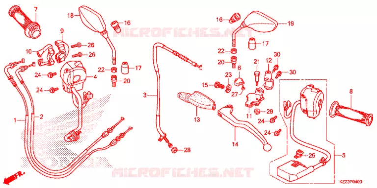 LEVIER DE GUIDON - CABLE - COMMODO Honda MOTO 250 CRF 2016  CRF250LF