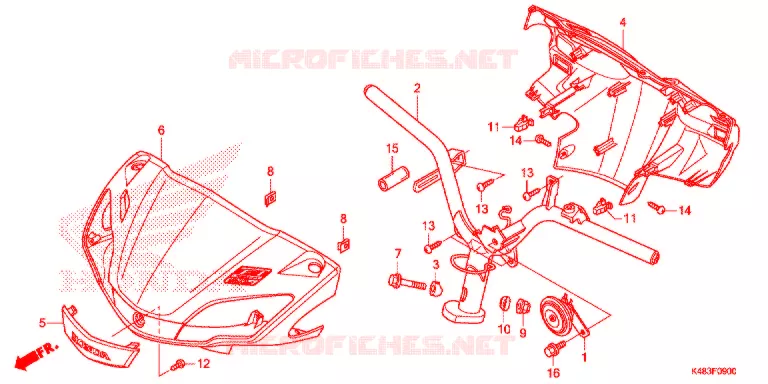 GUIDON - CARENAGE Honda SCOOTER 110 SPACY 2015  SCR1105WHF