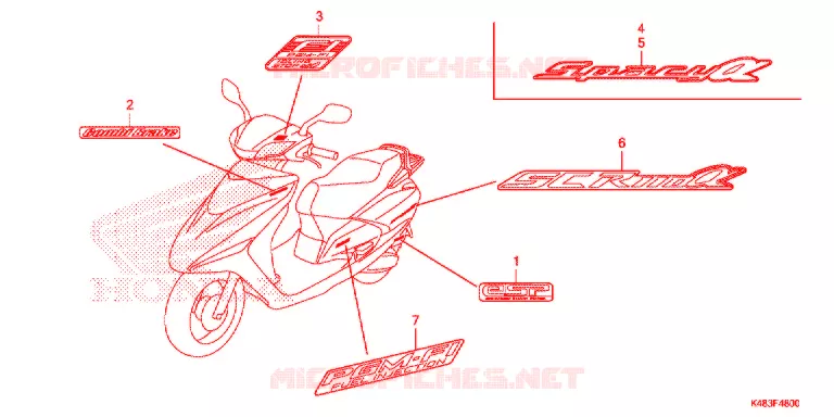 AUTOCOLLANTS Honda SCOOTER 110 SPACY 2016  SCR1105WHF