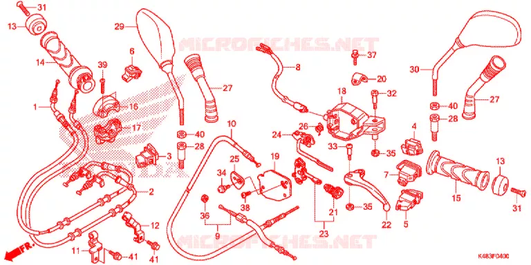 LEVIER DE GUIDON - CABLE - COMMODO Honda SCOOTER 110 SPACY 2015  SCR1105WHF