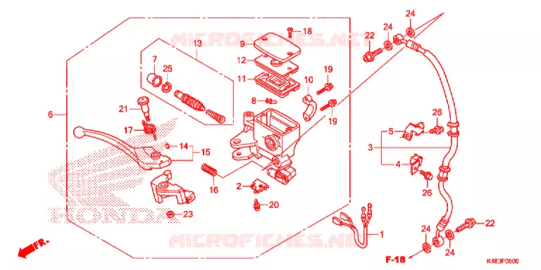 MAITRE CYLINDRE DE FREIN AVANT Honda SCOOTER 110 SPACY 2015  SCR1105WHF
