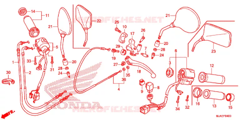 LEVIER DE GUIDON - CABLE - COMMODO Honda MOTO 750 SHADOW 2015  VT750CF