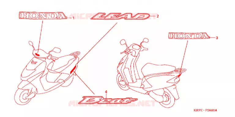 AUTOCOLLANTS Honda SCOOTER 100 LEAD 2003  SCV1003