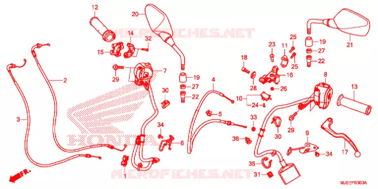LEVIER DE GUIDON - CABLE - COMMODO Honda MOTO 650 CB 2015  CB650FAE
