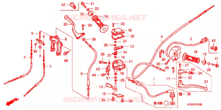 LEVIER DE GUIDON - CABLE - COMMODO Honda ATV 90 FOURTRAX 2013  TRX90XD