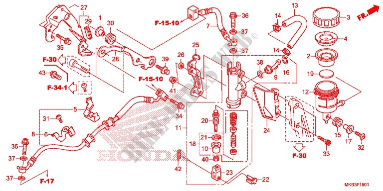 MAITRE CYLINDRE DE FREIN ARRIERE (CBR1000RA/SA) pour Honda CBR 1000 RR CABS REPSOL 2015