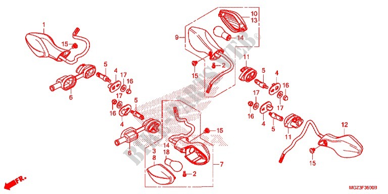 CLIGNOTANT pour Honda CBR 500 R ABS TRICOLOR 2015