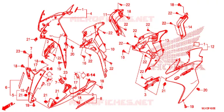 CARENAGES LATERAUX AVANT Honda MOTO 500 CBR 2015  CBR500RAF