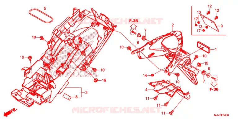 GARDE-BOUE ARRIERE Honda MOTO 500 CBR 2015  CBR500RAF