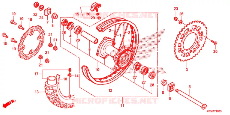 ROUE ARRIERE Honda MOTO 250 CRF 2016  CRF250RG