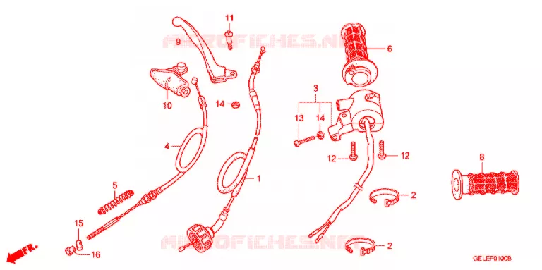 LEVIER DE GUIDON - CABLE - COMMODO Honda MOTO 50 CRF 2008  CRF50F8