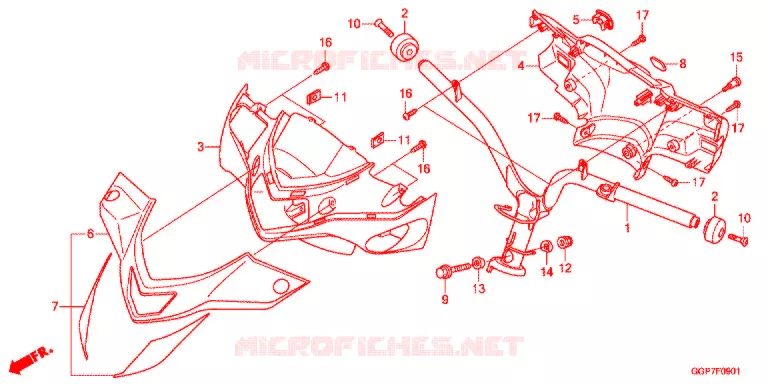 GUIDON - CARENAGE (NSC502WH/T2) Honda SCOOTER 50 VISION 2015  NSC50T2F