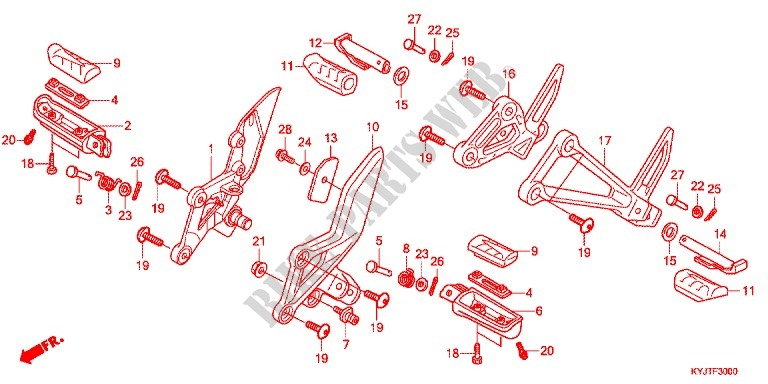 REPOSE PIED pour Honda CBR 250 R ABS TRICOLORE 2011