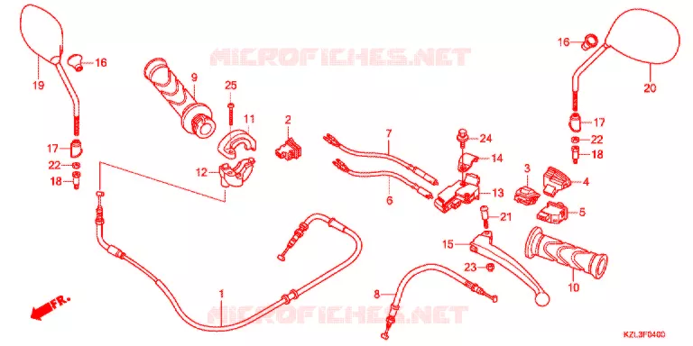 LEVIER DE GUIDON - CABLE - COMMODO Honda SCOOTER 110 VISION 2013  NSC110WHB