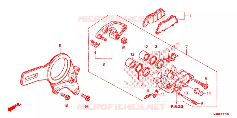 ETRIER DE FREIN ARRIERE Honda MOTO 800 CROSSRUNNER 2016  VFR800XF