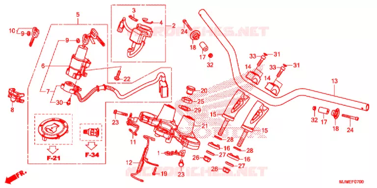 GUIDON - TE DE FOURCHE Honda MOTO 800 CROSSRUNNER 2015  VFR800XF