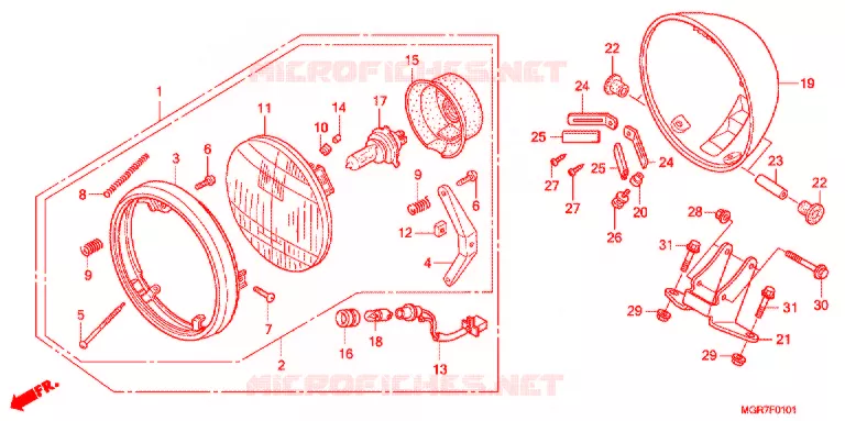 PHARE (ED,F,U) Honda MOTO 750 VT 2011  VT750SB
