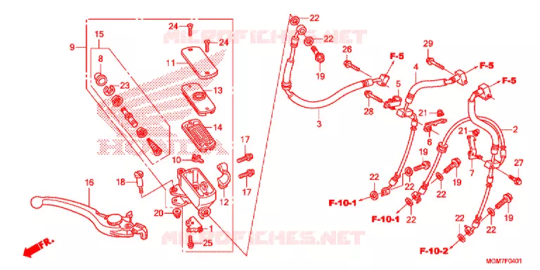 MAITRE CYLINDRE DE FREIN AVANT (CB600FA) Honda MOTO 600 HORNET 2013  CB600FAD