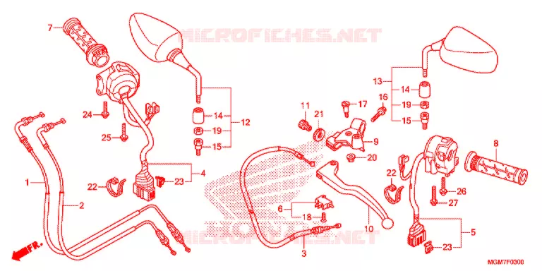 LEVIER DE GUIDON - CABLE - COMMODO Honda MOTO 600 HORNET 2013  CB600FAD