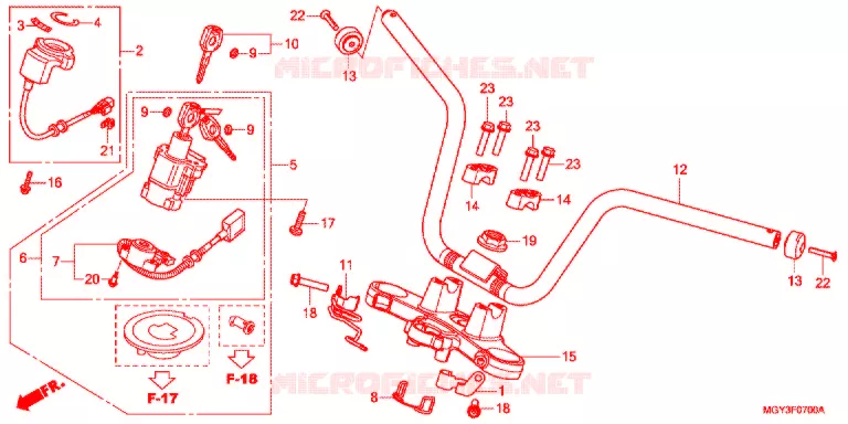 GUIDON - TE DE FOURCHE Honda MOTO 800 CROSSRUNNER 2012  VFR800XC