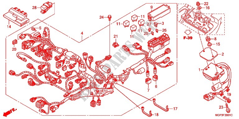 FAISCEAU DES FILS (CBR1000RA/SA) pour Honda CBR 1000 RR ABS BLANCHE 2012