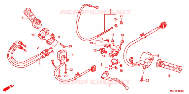 LEVIER DE GUIDON - CABLE - COMMODO Honda MOTO 1000 CBR 2012  CBR1000RAC