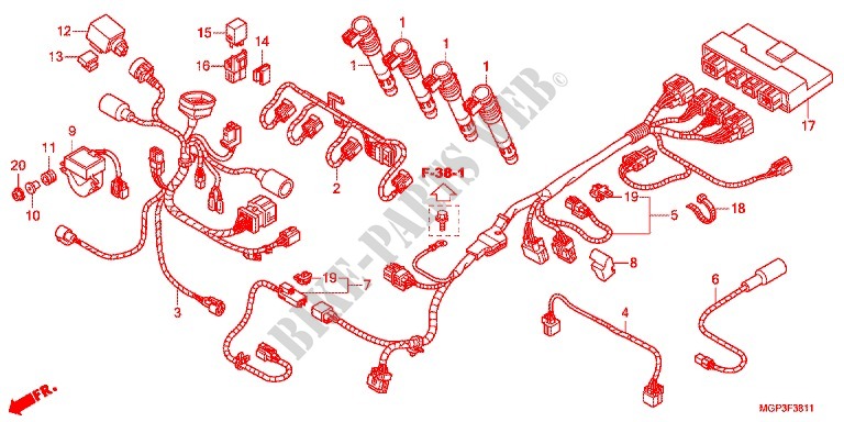 FAISCEAU SECONDAIRE (CBR1000RA/SA) pour Honda CBR 1000 RR ABS NOIRE 2012