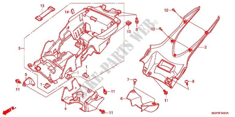 GARDE BOUE ARRIERE (CBR1000RA/SA) pour Honda CBR 1000 RR ABS NOIRE 2012