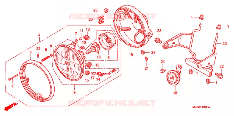 PHARE (1) Honda MOTO 500 CB 2000  CB500Y