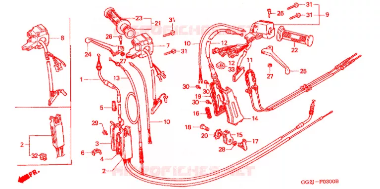 LEVIER DE GUIDON - CABLE - COMMODO Honda SCOOTER 50 GYRO 2005  NJ50MD5